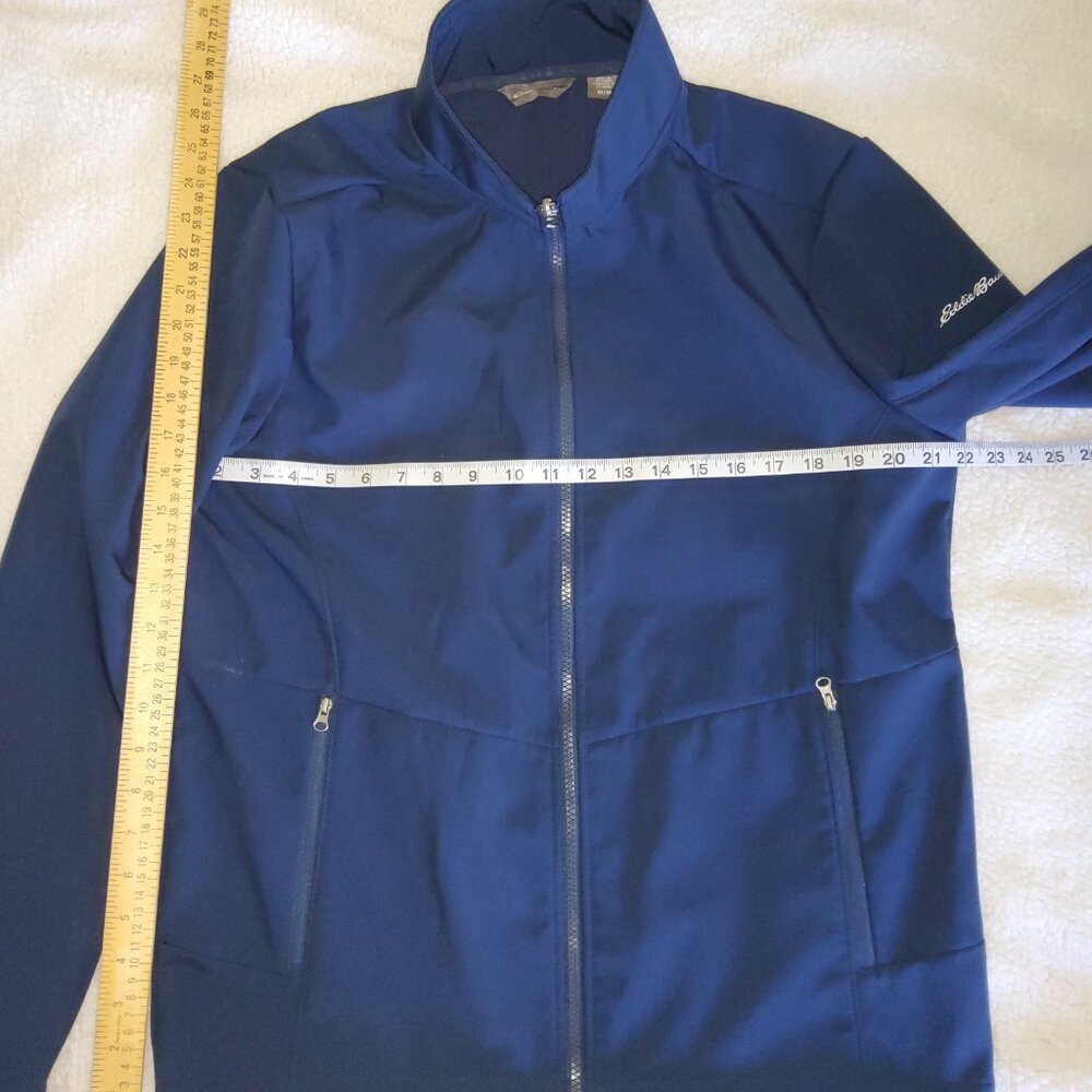 Eddie Bauer Soft Shell Jacket Size Fleece Lined Navy Blue Full Zip Medium EUC - Picture 5 of 5